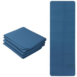 Yogamatte Faltbar TPE, Tragbare Fitnessmatte, Gymnastikmatte mit Tasche, Reise Sportmatte Pilates, Leicht Rutschfeste Übungsmatte für Home Gym Training Boden-Workouts, 183 x 61 x 0.6 cm (Blau)