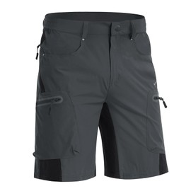 MAGNIVIT Men's Work Shorts Elastic-Waist Shorts Regular-Fit Shorts Quick-Dry Cargo Shorts Knee-Length Cargo Shorts Fishing Shorts Dark Grey