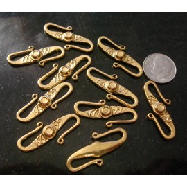 Silversmithsupply 30mm Jewelry clasps 10 s hooks ant gold pltd glue 3mm stone to customize  fpc194