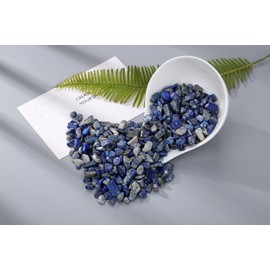DUQGUHO Lapis Lazuli Crystals Chip Bulk Natural Healing Crystal Crushed Stones for Succulent Plant Flowerpot Rocks Vase Filler Pebbles for Planters 0.88 lbs