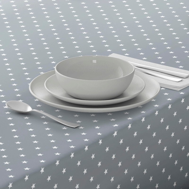 Oilcloth Tablecloth Washable Square 140 x 180 cm Stars Light