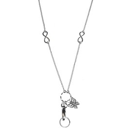 Message Inspirational Charm, Hidden Hollow Beads Fashion Lanyard Necklace, Women's super strong chain lanyard for ID badge holder and keys, 34" long (Butterfly)