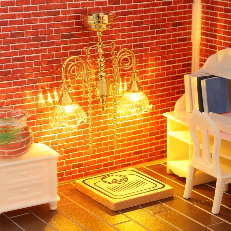 Toyvian Mini Chandelier for Dollhouse: 1/12 Scale Dollhouse Ceiling Light
