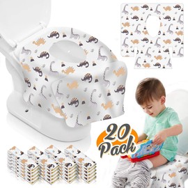 TAOPE Toilet Seat Covers Disposable Extra Large for Toddlers Potty Training Public Toilets and Travel (White-Dinosaur 20 Pack)
