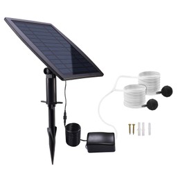 Lewisia 2.5W Solar Air Pump Kit Battery Backup with Hoses and Bubble Stones 3 Working Modes Pond Aerator Bubble Oxygenator Hydroponics Aquaponics Fish Tank Koi Pond Aquarium Pool Aeration Fishing
