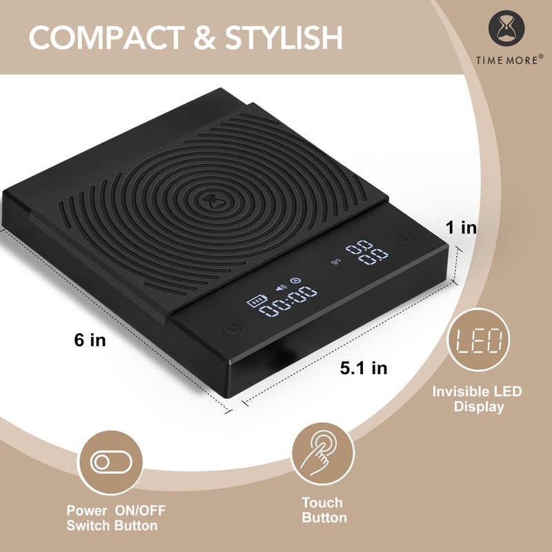 TIMEMORE Coffee Scale Basic 2.0 with Timer,Black Mirror Espresso Scale