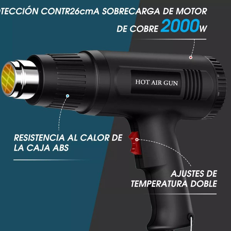 Monstyle Pistola De Calor Eléctrica Temperatura Ajustable 4 Boquillas