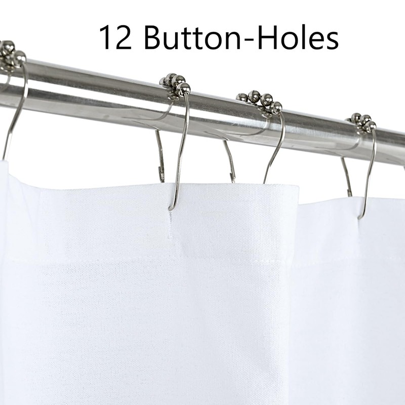 DOSLY IDÉES Farmhouse Shower Curtain, White Cloth Button Curtain, Cotton