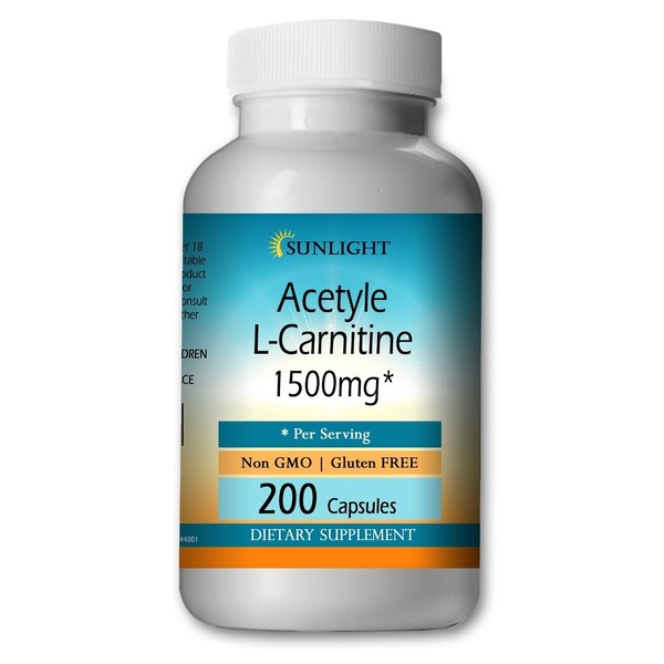 Acetyl L-Carnitine 1500 mg Serving 200 Capsules Large Bottle Lot USA Ship