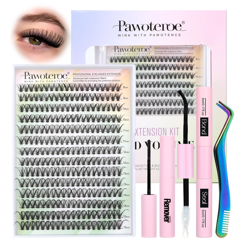 Pawotence Lash Extension Kit DIY 280pcs Individual Lash Clusters Kit