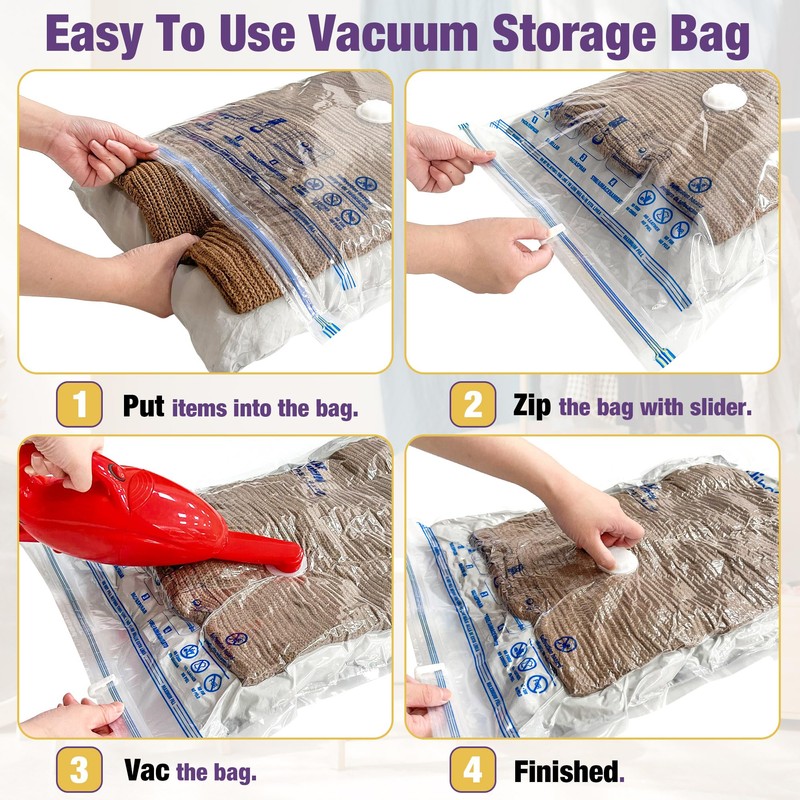 HIBAG Vacuum Storage Bags, 10-Pack Vacuum Seal Bags for Clothing
