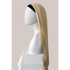 Straight blonde half wig hairpiece (3/4 wig): Tabitha wheatfield blonde #24H613