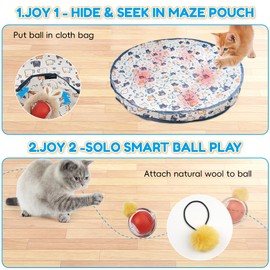 victob Interactive Cat Toys, Fast Rolling Ball in Play Mat, Automatic Motion Activated Moving Ball Hide and Seek Game for Bored Indoor, 28 Inch Play Mat Teasing (White)