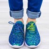 WEGOODZF Round Glitter Shoe Laces: Shiny Metallic Sparkle Royal Blue