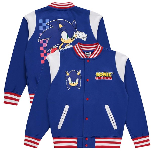 Sonic The Hedgehog Boys Snap Varsity Jacket - Kids Letterman