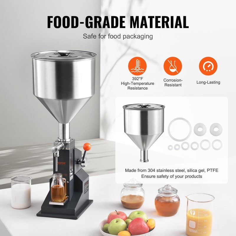 VEVOR Manual Paste Liquid Filling Machine, 5-50ml Adjustable Bottle Filling