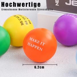 Koogel Pack of 6 Adult Stress Balls, Motivational Stress Balls, Anti-Stress Balls with Quetos to Relieve Anxiety and Anger as a Gift