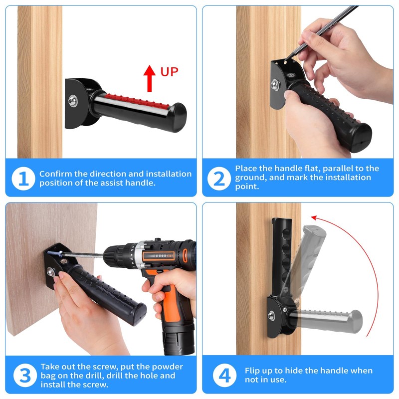 Flip Up Grab Bar for Doorway,Door Assistant Support Grip Handle,Wall