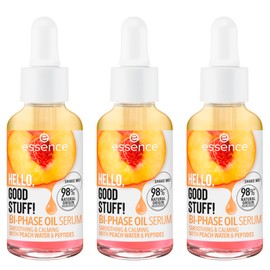essence HELLO, GOOD STUFF! BI-PHASE OIL SERUM, Face Serum, Transparent, Moisturising, Smoothing, Vegan, Paraben-Free, No Microplastic Particles, Nanoparticles Free, Pack of 3 (3 x 30 ml)