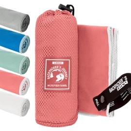 Backpacker's Journey Microfibre Towels in S, M, L, XL, Travel Towel Sets, Lightweight, Quick-Drying, Absorbent and Anti-Bacterial (Salmon M)