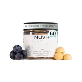NUVI+ Gomitas de Prebióticos + Probióticos | Suplemento alimenticio 100% vegano, natural y endulzada con fruto del monje | PRB, 60 gomitas sabor aránd