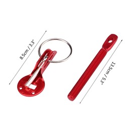 lyrlody Hood Pin Lock Kit, Universal Bonnet Pins Stainless Steel Aluminum Alloy Red Pin Lock Latch Bonnet for Racing Sport Car Hood (Red)
