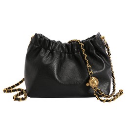 ANKICK Womens Leather Chain Hobo Bag Tote Shoulder Handbag Crossbody Bags Trendy Drawstring Small Bag Dating Tote Purse