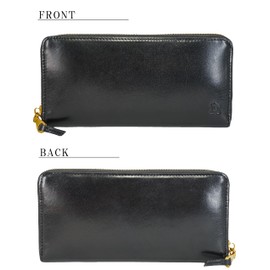 BlissLeather Craftsmanship of Florentine Leather [Top Italian Leather] Long Wallet, Round Zipper, Genuine Leather, Vegetable Tanned, Black