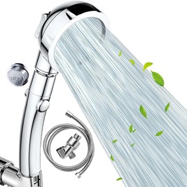 NOSAME Shower Head, Filter Filtration High Pressure Water Saving 3 Mode Function Spray Handheld Showerheads for Dry Skin & Hair (Silver(shower head with hose and holder))