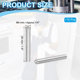 PATIKIL 10 Pcs Dowel Pins 6x50 mm (1/4" Dia) Round Head Flat Chamfered End Metal Pin