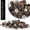 com-four® 6x Christmas decorations in a bag with cones, twigs,