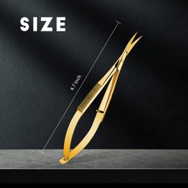 Hicarer 4.7 Inch Curved Stainless Steel Squeeze Scissors Grooming Scissors Eyebrow Trimming Scissors Embroidery Sewing Scissors Spring Scissors Thread Snips Curved Tip Scissors Craft (Gold)