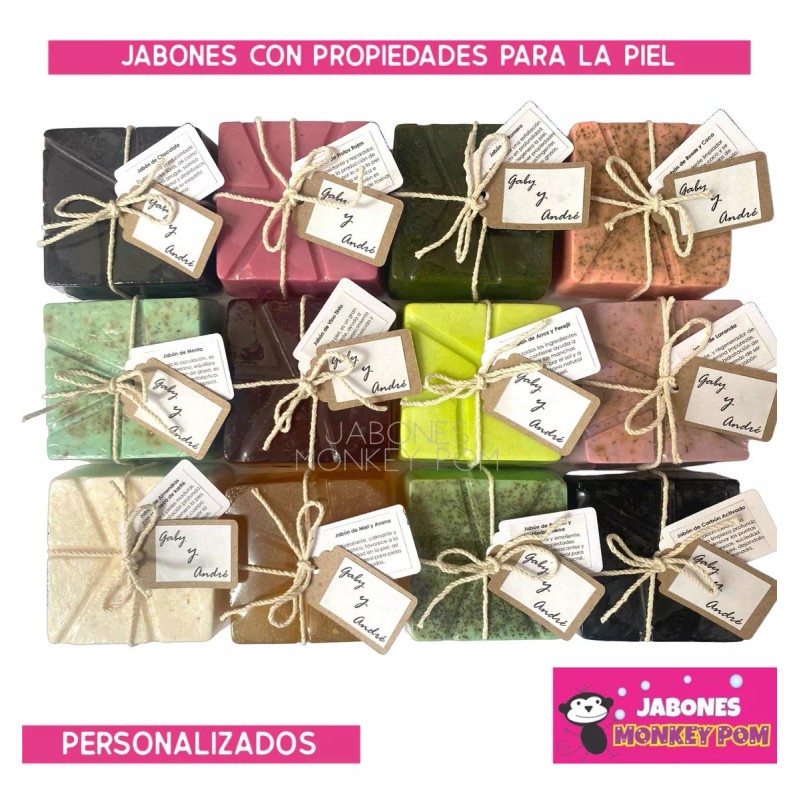 Jabones Monkey Pom 50 Jabones Artesanales Recuerdos Personalizados +100 Gr