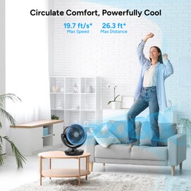 DR.PREPARE Air Circulator Fan for Bedroom, 11.6” Height Powerful Table Fan, 70° Auto-Oscillating Vortex Fan, 100° Adjustable Tilt, 3 Speeds, Efficient Cooling & Circulation for Home, Kitchen, Office