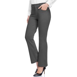 HISKYWIN Womens Dress Pants Stretch Work Office Business Casual Slacks Comfy Yoga Golf Pants with Pockets HF838-Dark Gray-M