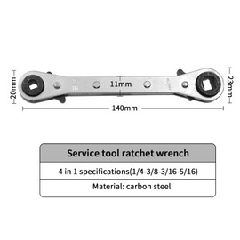 Xiciki Ratchet Spanner, Quad Spanner, Refrigeration Tools, HVAC Service Wrench Tools, Air Ratchet, Air Valve Wrench, Refrigeration Ratchet Wrenches Flat Silver