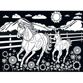 MasterPieces 60 Piece Jigsaw Puzzle for Kids - Horse and Pony Velvet Coloring - 14"x19"