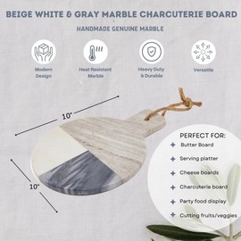 Lexi Home Marble Collection 11.5" x 9" Circle Gray 3-Tone Marble Charcuterie Board