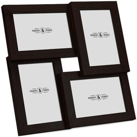 Aperture Photo Frame 6" x 4” | Wooden Photograph Frames | 4 Multi Picture Frame | Free Standing or Wall Mounted | M&W (Black)