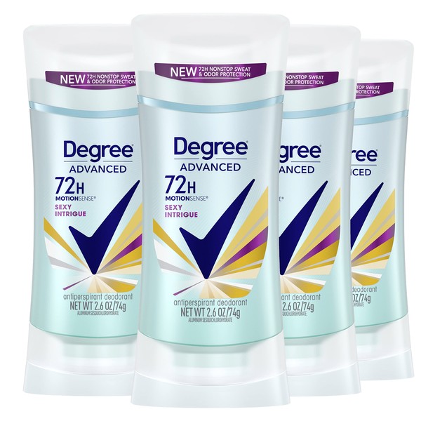 Degree Advanced MotionSense Antiperspirant Deodorant 4 Count 72-Hour Sweat And Odor Protection Sexy Intrigue Antiperspirant Deodorant For Women With MotionSense Technology 2.6oz