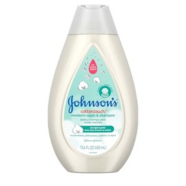 Johnson's CottonTouch Newborn Baby Wash & Shampoo, Made with Real Cotton, 13.6 fl. oz