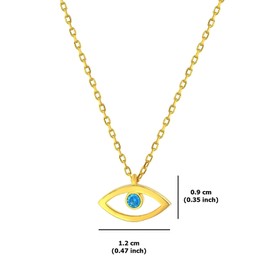 MYSTIC JEWELS By Dalia 925 Sterling Silver Minimalist Eye Turkish Eye Necklace with Light Blue Cubic Zirconia and Delicate Gift Bag, Silver, No Gemstone