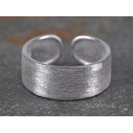 NicoWerk Silver Ring Band Ring Plain Matt Ring Silver 925 Adjustable Women's Rings Women's Jewellery SRI194, Sterling Silver, No Gemstone