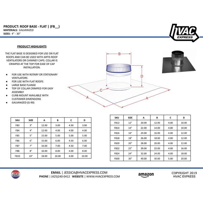 Flat Roof Jack Base (6 Inch) (FB 6)