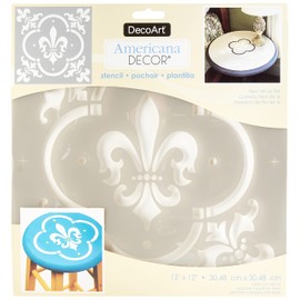 Deco Art Plastic Americana Stencil 12-inch x 12-inch-Fleur De Lis Tile