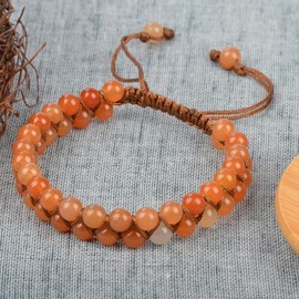 MASSIVE BEADS Natural Chakra Healing Power Crystals Macrame Bracelet Yoga Double Layer Stone Beads Gemstone Meditation Relax Anxiety Bangle for Unisex Women Men, 6mm, Stone, no gemstone