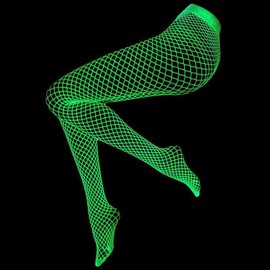 Glamorstar Glow in the Dark Fishnet Stockings for Women Luminous Hollow Out Pantyhose Tights Stockings Pink