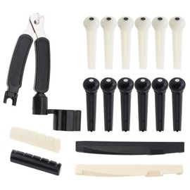 Guitar Bridge Pins 17pcs, Endpin for Acoustic Guitar 6 Strings Guitar Saddle Nut With 3-In-1 Pin Puller Remover, Guitar Bridge Pins String Pegs and String Winder And Cutter Guitar Parts Accessories