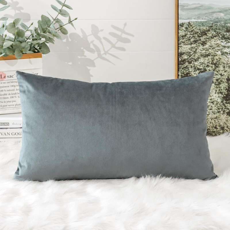 Artscope Luxury Velvet Cushion Covers Decorative Rectangle Pillowcases Soft Solid