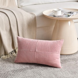 FDTERN Set of 2 Dusky Pink Corduroy Cushion Covers, 30 x 50 cm, Soft Modern Decorative Cushion Covers, Sofa Cushion, Boho Decoration for Sofa, Bedroom, Living Room, Balcony